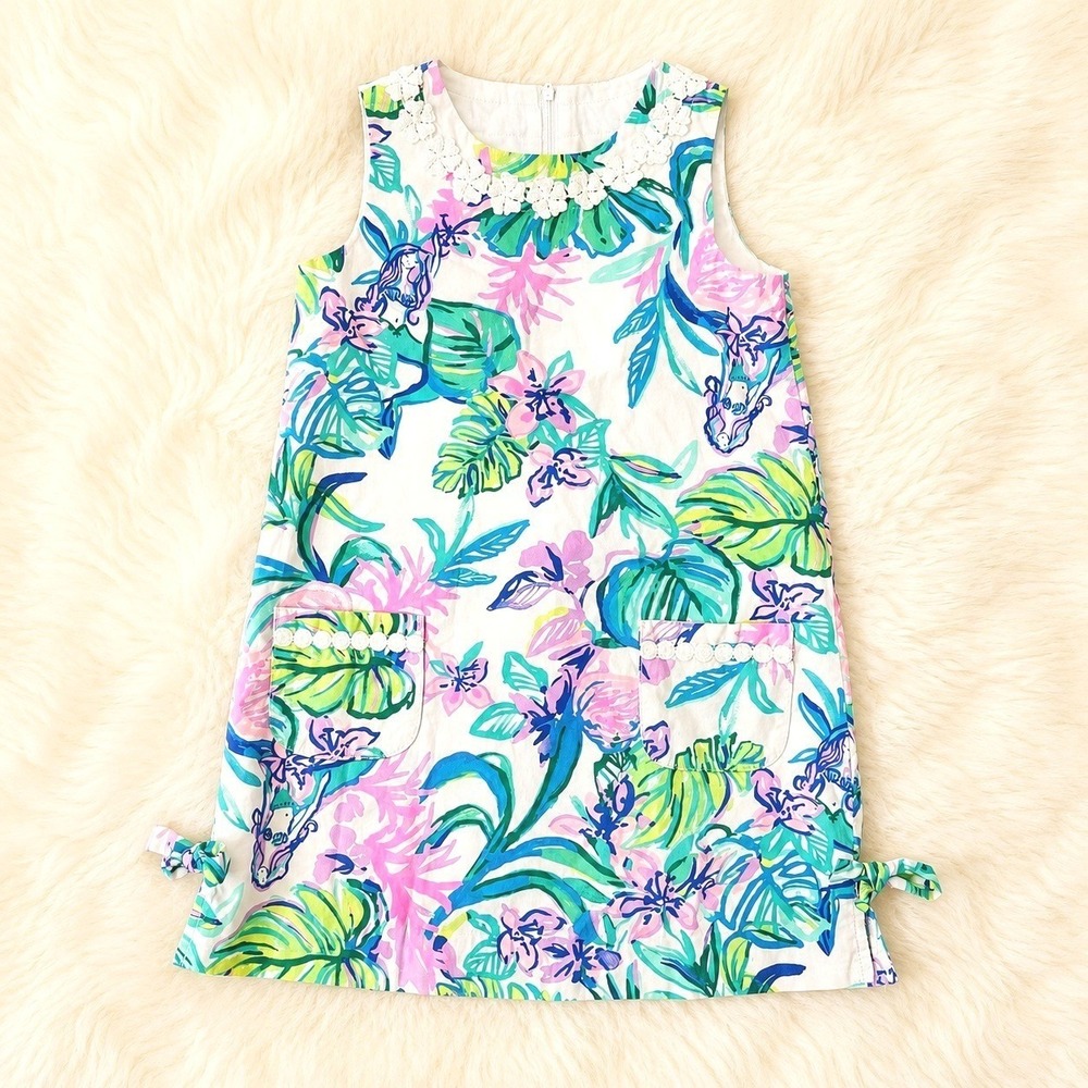 Lilly Pulitzer Girl Floral Shift Dress 6 Tropical Resort Preppy Coastal Coquette - Picture 2 of 5